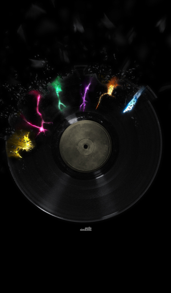 Черные обои с виниловым диском