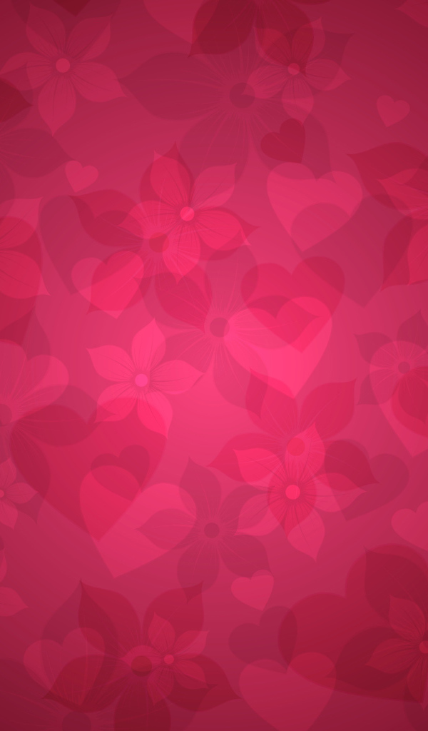 Сердечки на розовых обоях