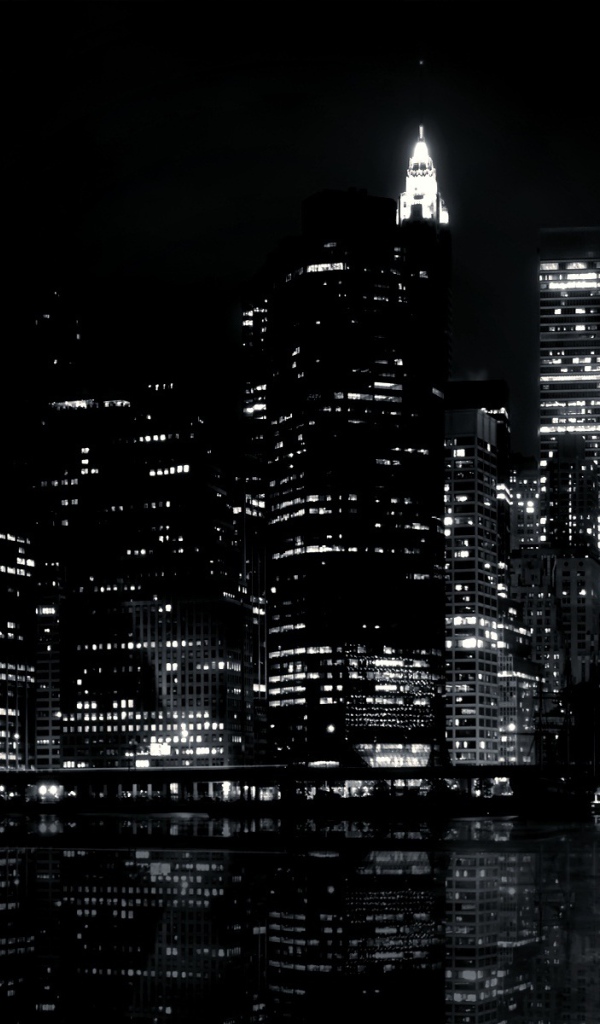 Ночные огни на черных обоях