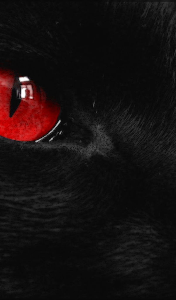 Красные глаза на черных обоях