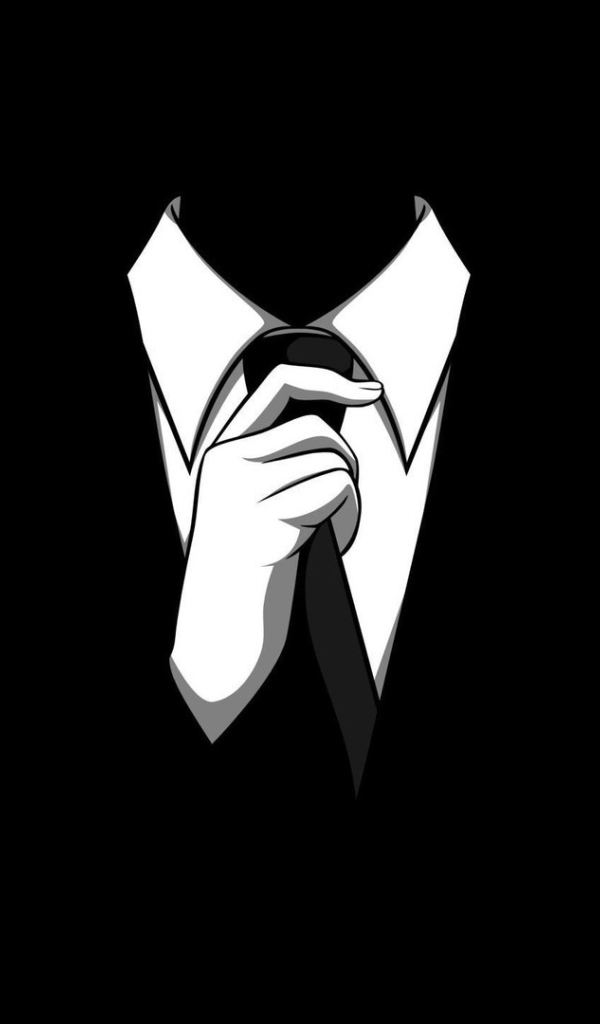 Человек в галстуке на черных обоях