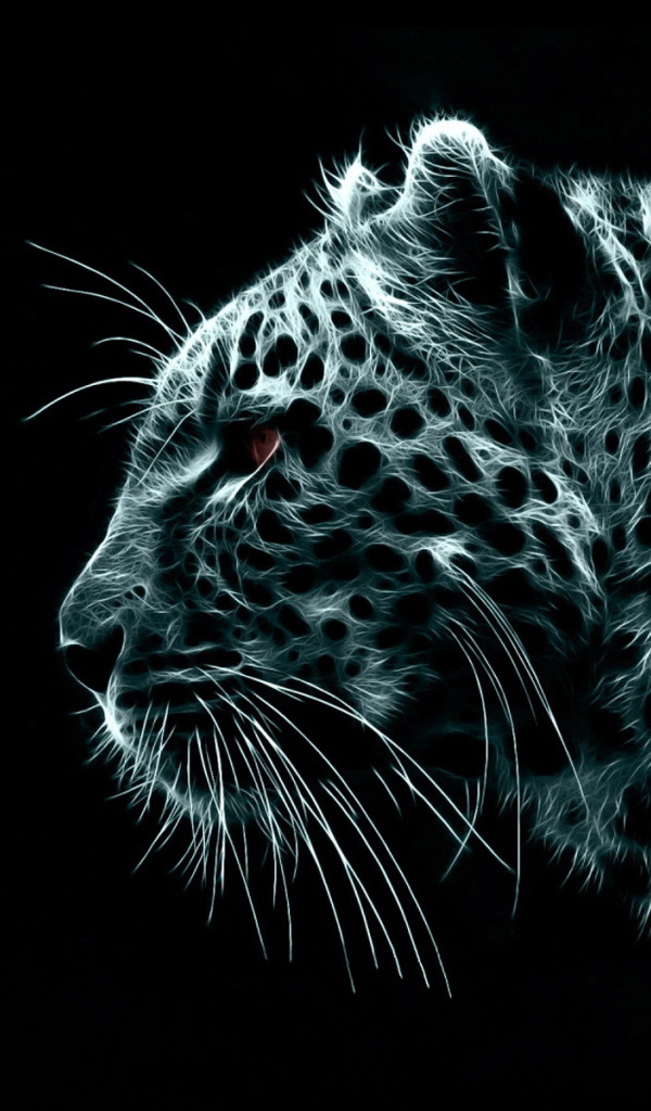 Белый леопард на черных обоях