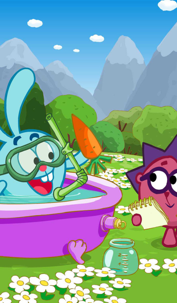 Крош купается в мультфильме Смешарики