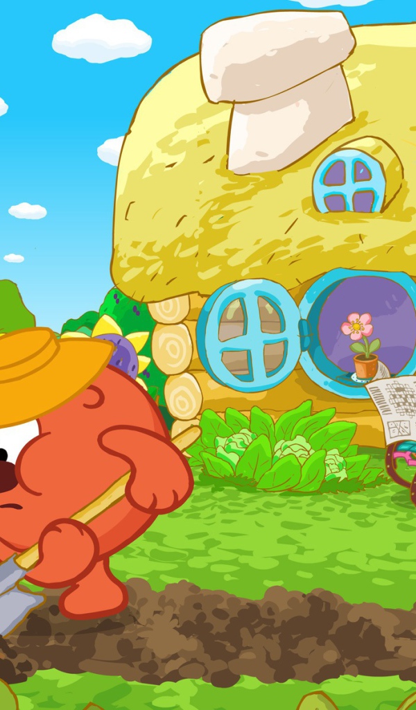 Копатыч в огороде в мультфильме Смешарики