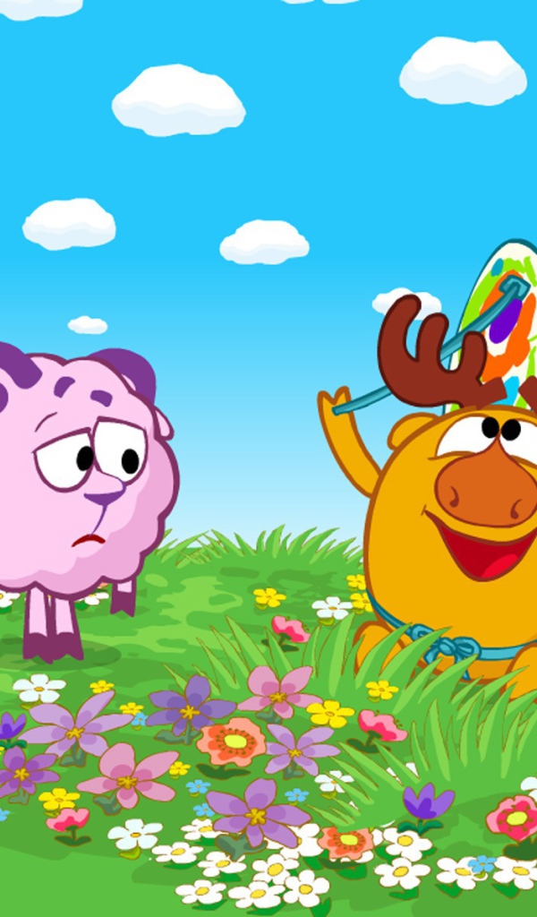 Нюша и Лосяш в мультфильме Смешарики