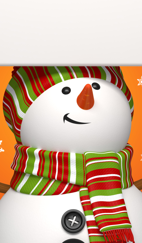 Снеговик на оранжевом фоне