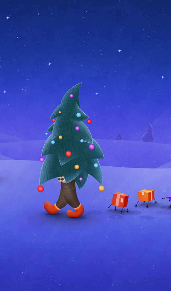 Ёлка и подарки с ногами