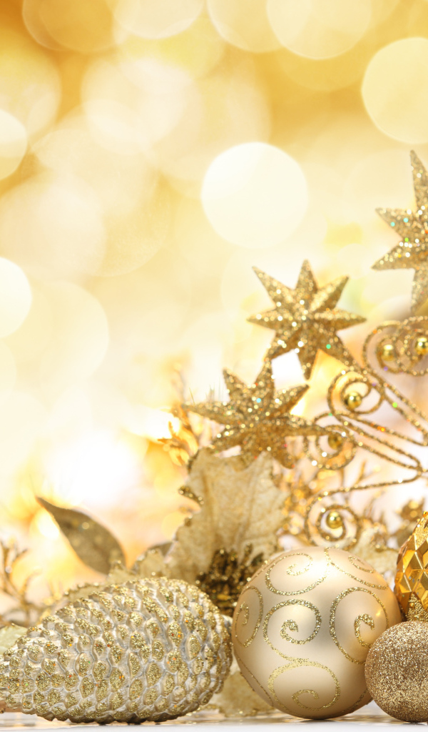 Золотые шары и звезды