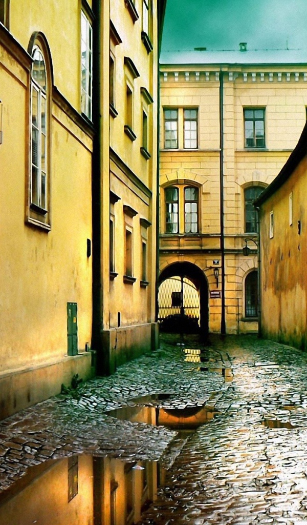 Старая улица после дождя