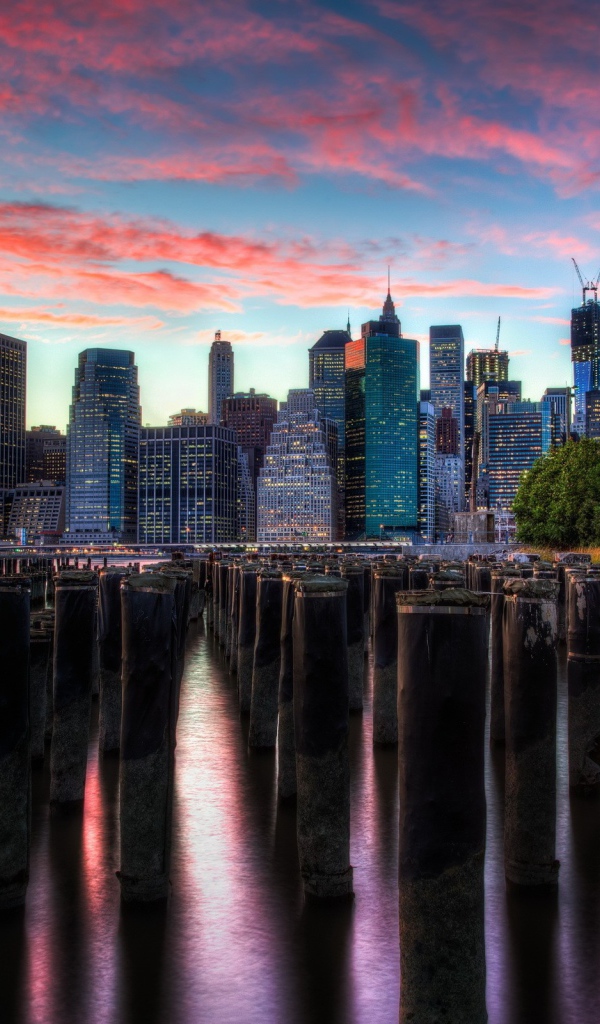 Деревянные сваи в воде