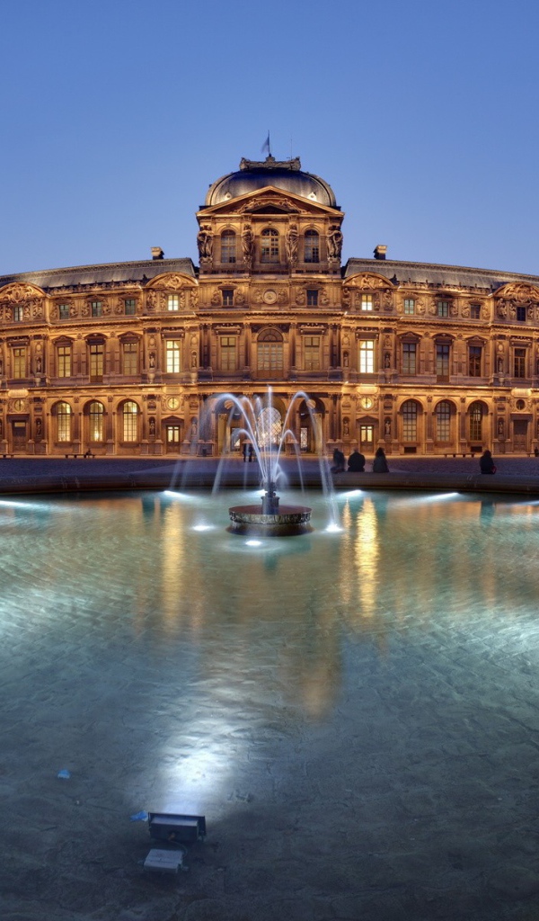 Городской пейзаж с фонтаном