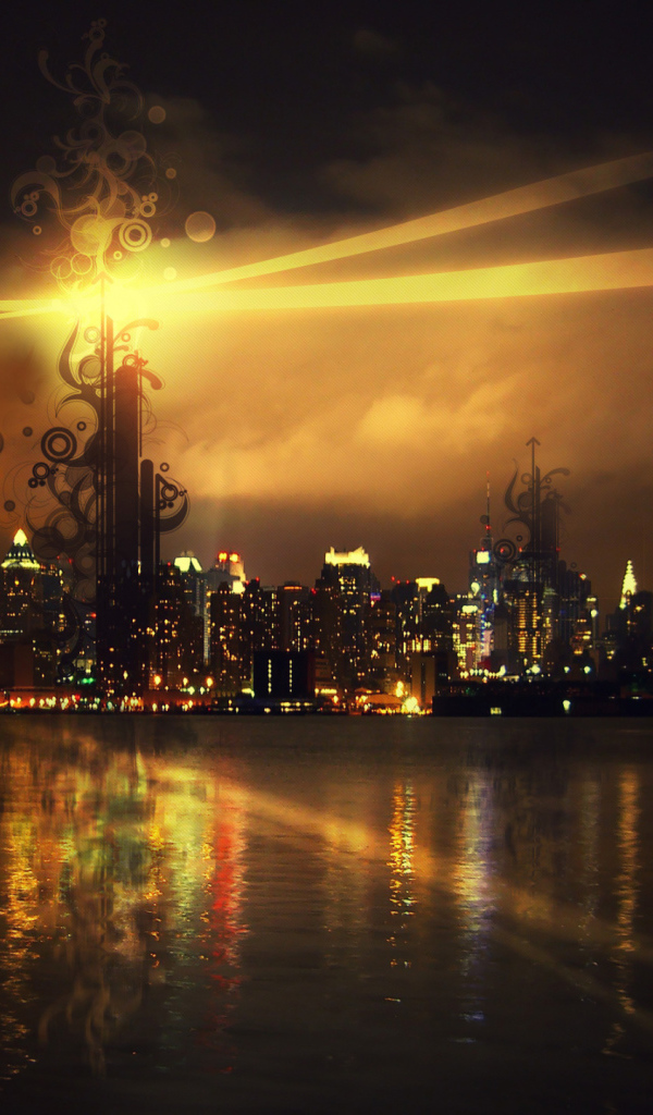 Городской пейзаж с рисунком