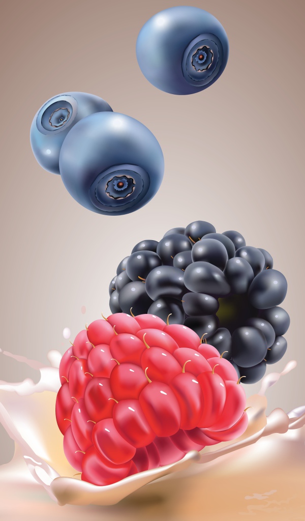 Ягоды падают в молоко