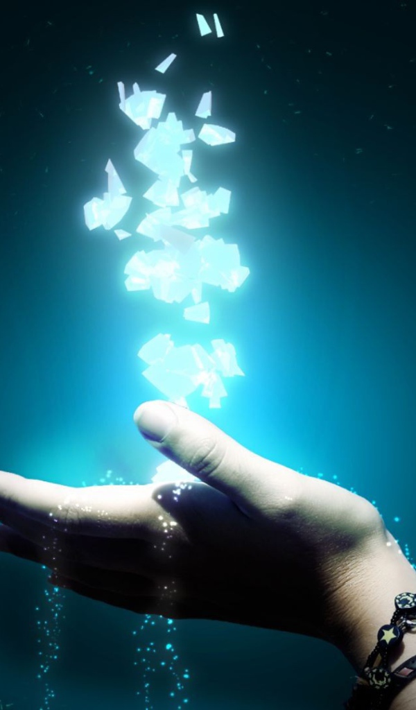 Лед рука и вода