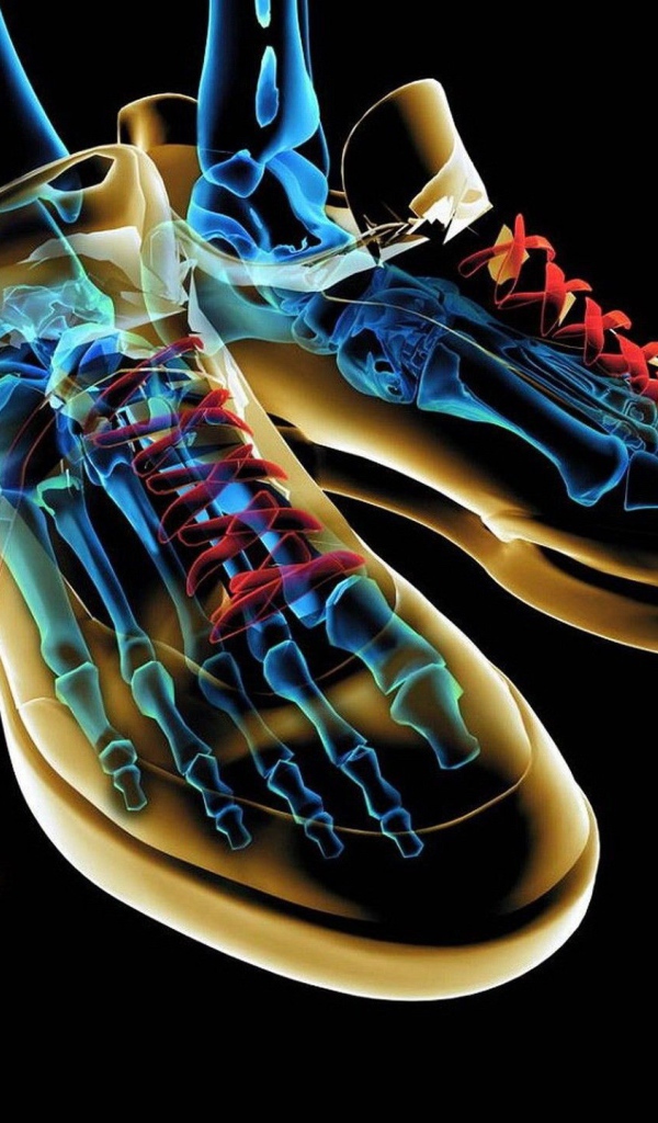 Скелет в неоновой обуви