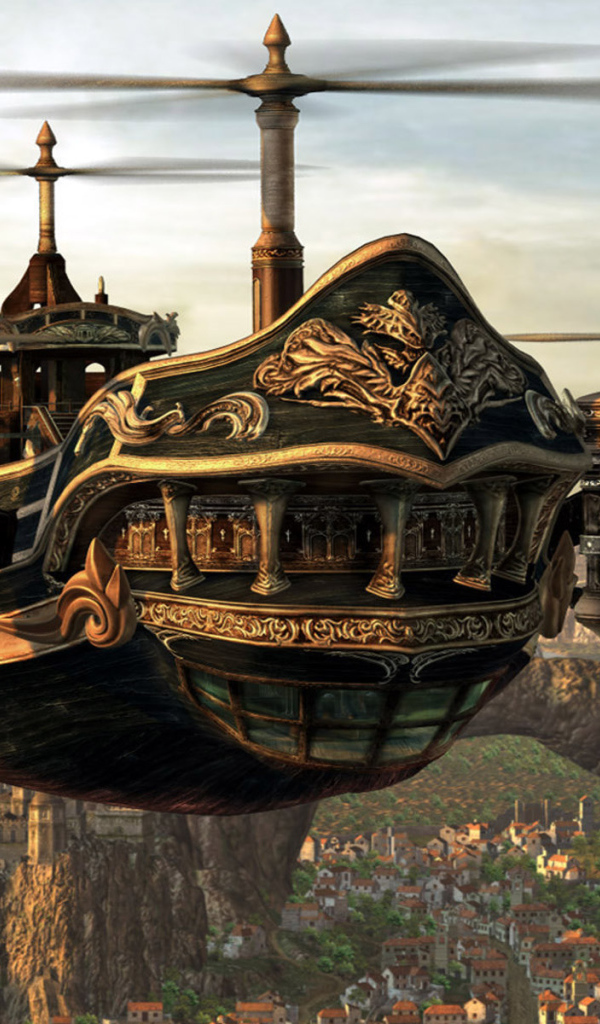 Летающий корабль стимпанк