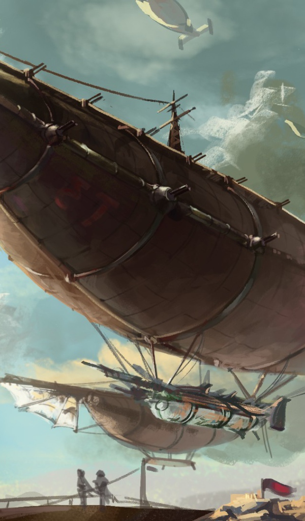 Troop steampunk airship