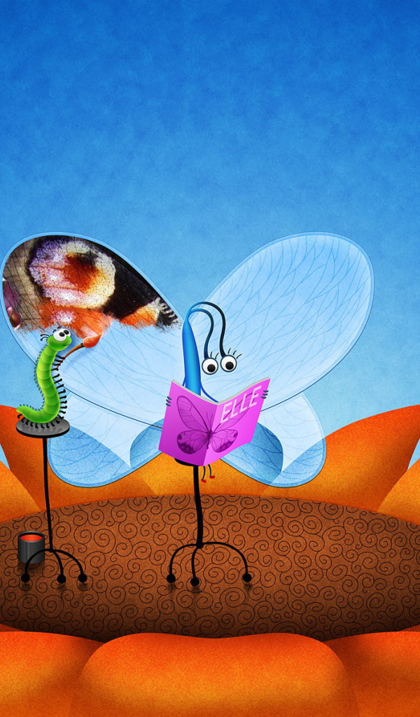 Гусеница раскрашивает бабочку