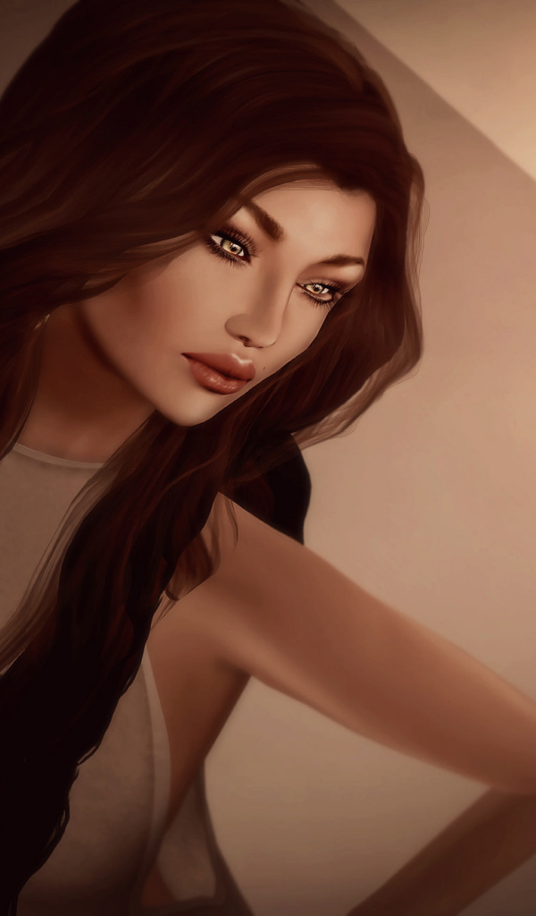 Темные волосы у девушки