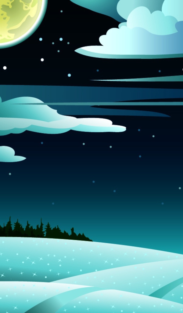 Лунная ночь зимой