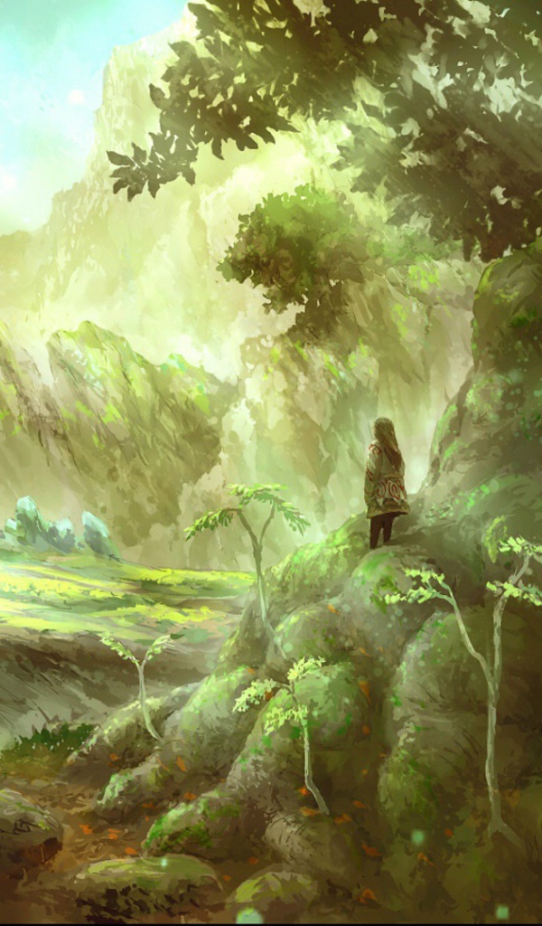 Девочка на большом дереве