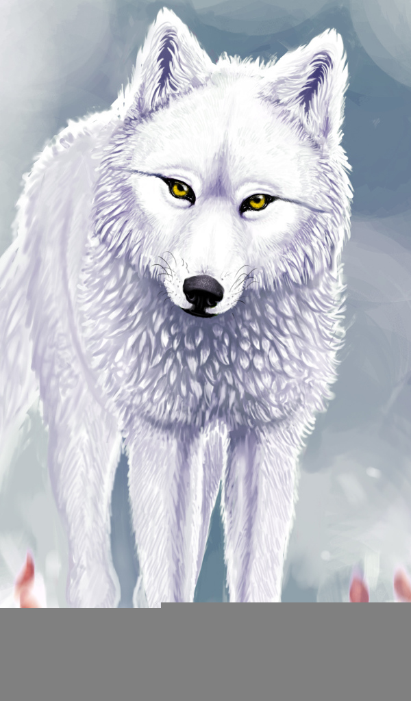 Белый волк и красные цветы