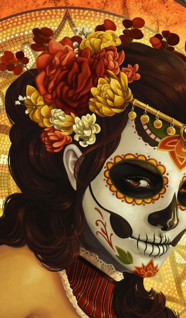 Девушка в страшной маске