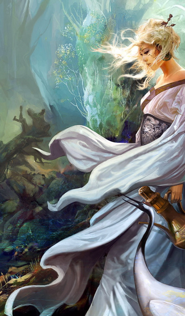 Девушка с кувшином в лесу