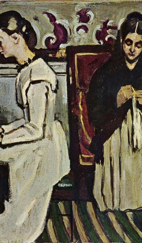 Картина Сезанна - Мать и дочь