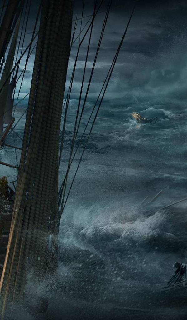 Корабль в бушующем море