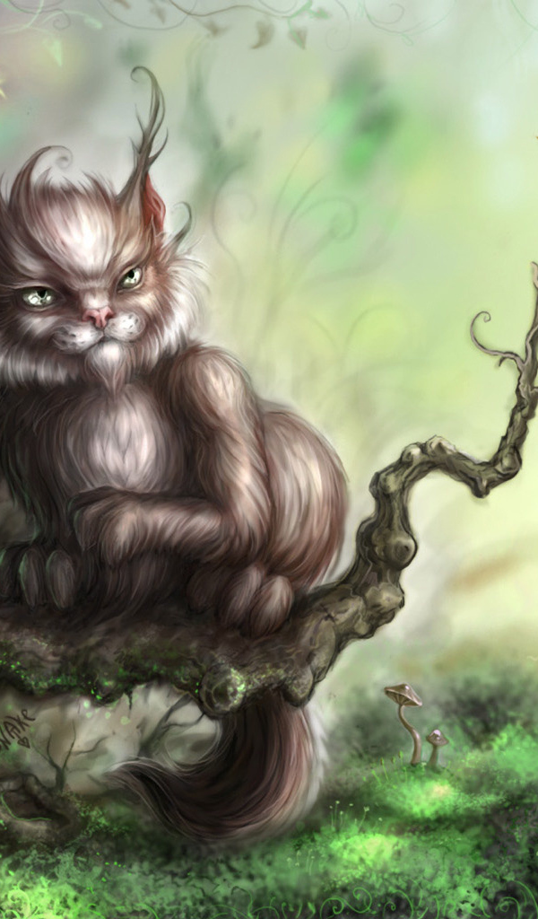 Сказочный кот и птица