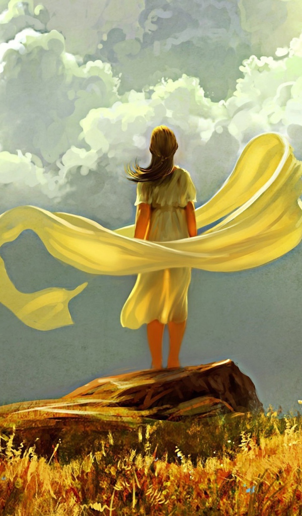 Девушка стоит на камне