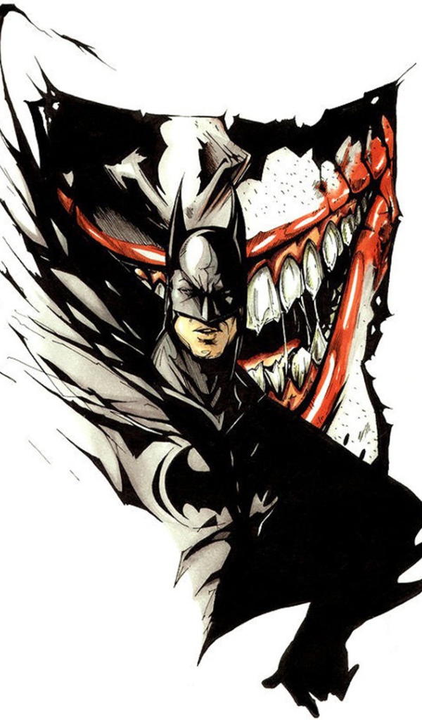 Бетмен на фоне Джокера