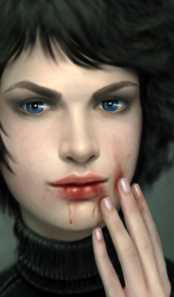 Кровавые руки девушки вампира