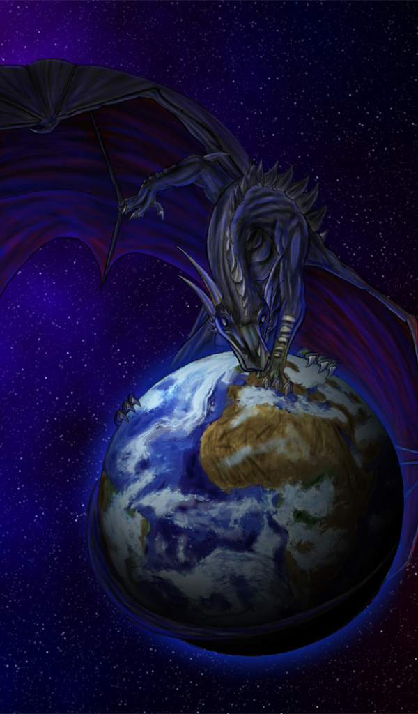 Дракон сидит на земном шаре