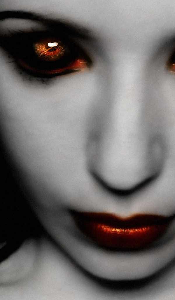 Огненные глаза у девушки вампира