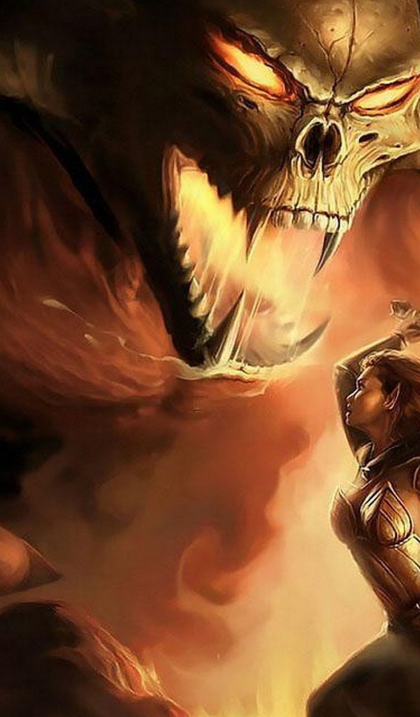 Девушка воин против монстра