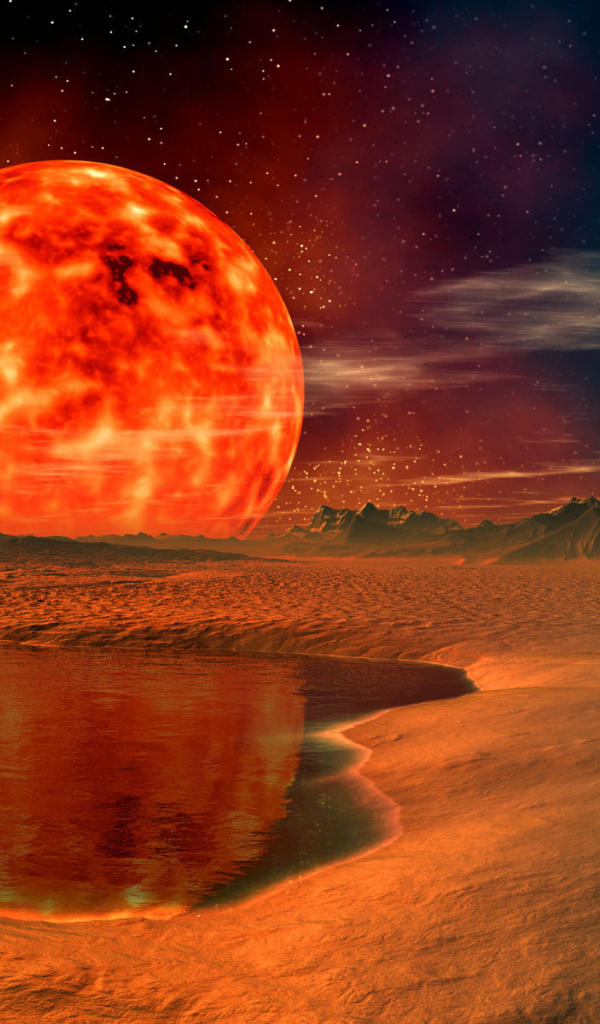 Большое солнце на горизонте