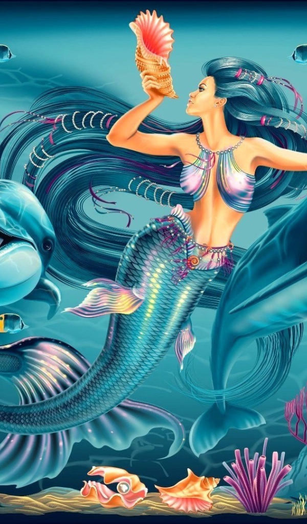 Русалка и дельфины