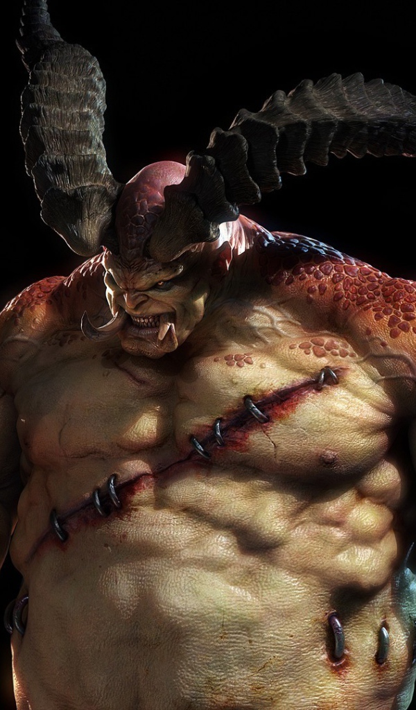 Монстр с рогами и клыками