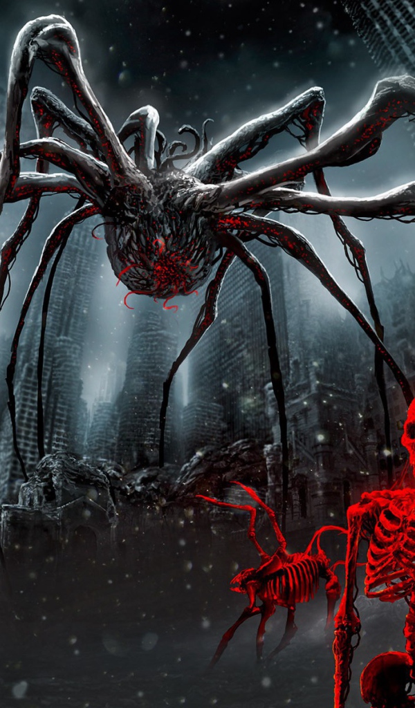 Паук и красные скелеты