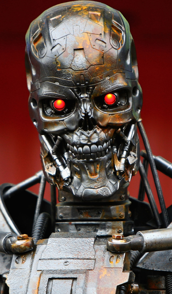 Терминатор на красном фоне