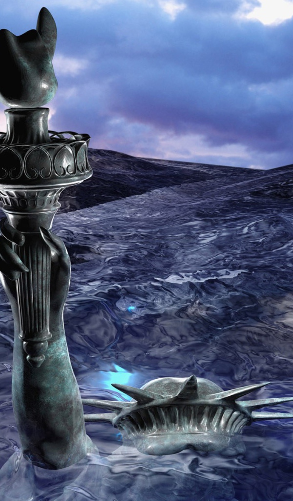 Статуя свободы под водой