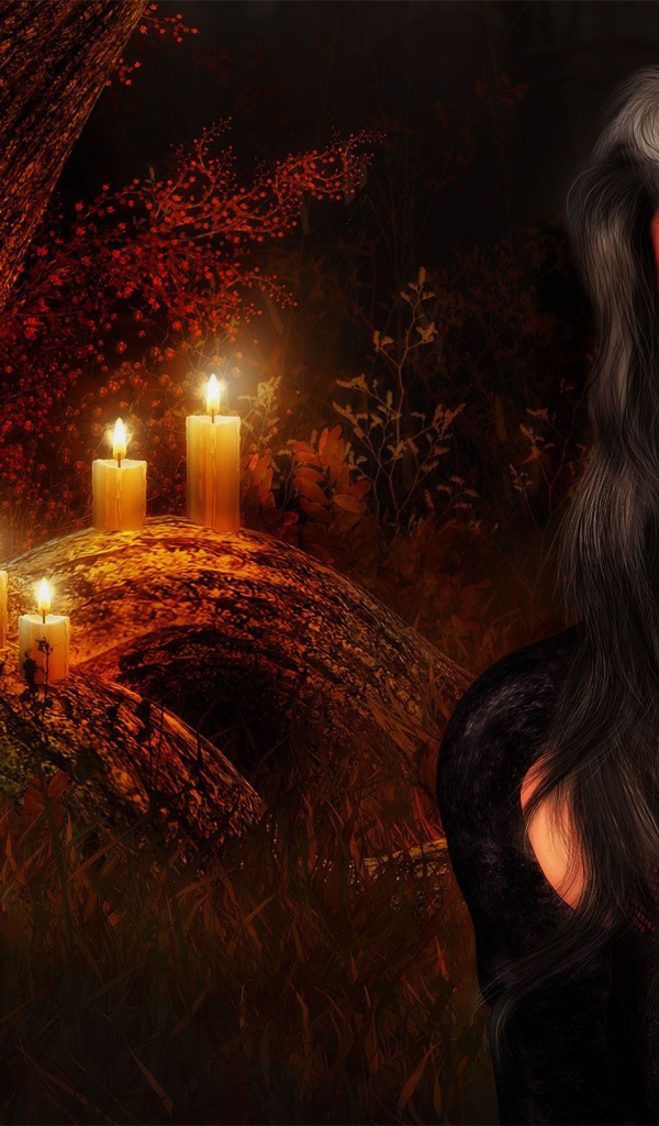 Девушка вампир в лесу