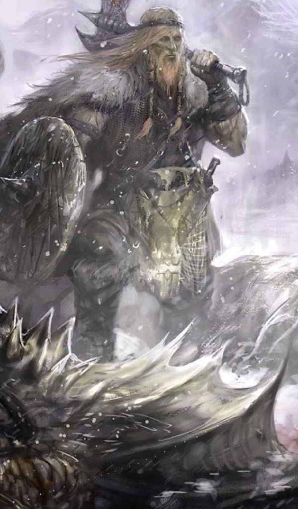 Викинг на поверженном драконе