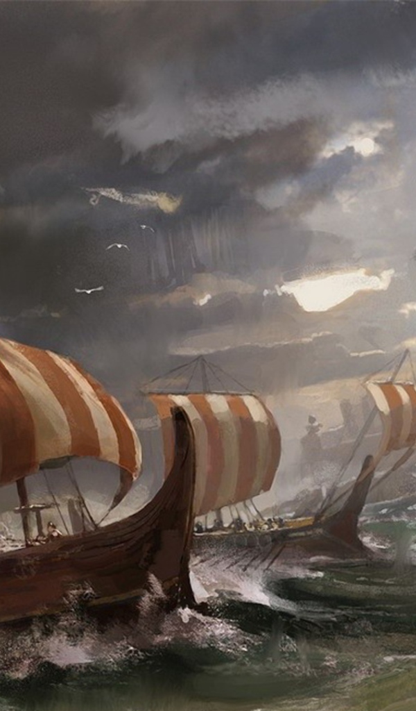 Корабли викингов у вражеской крепости