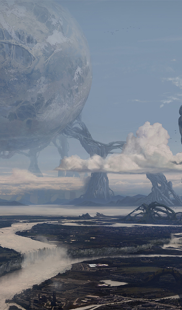 Фантастический пейзаж с шарами