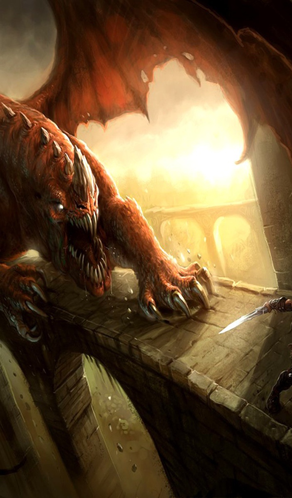 Дракон гонится за воином