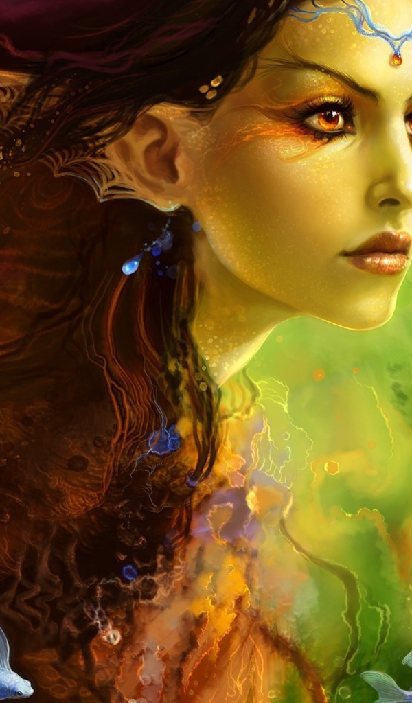 Русалка с рыбами