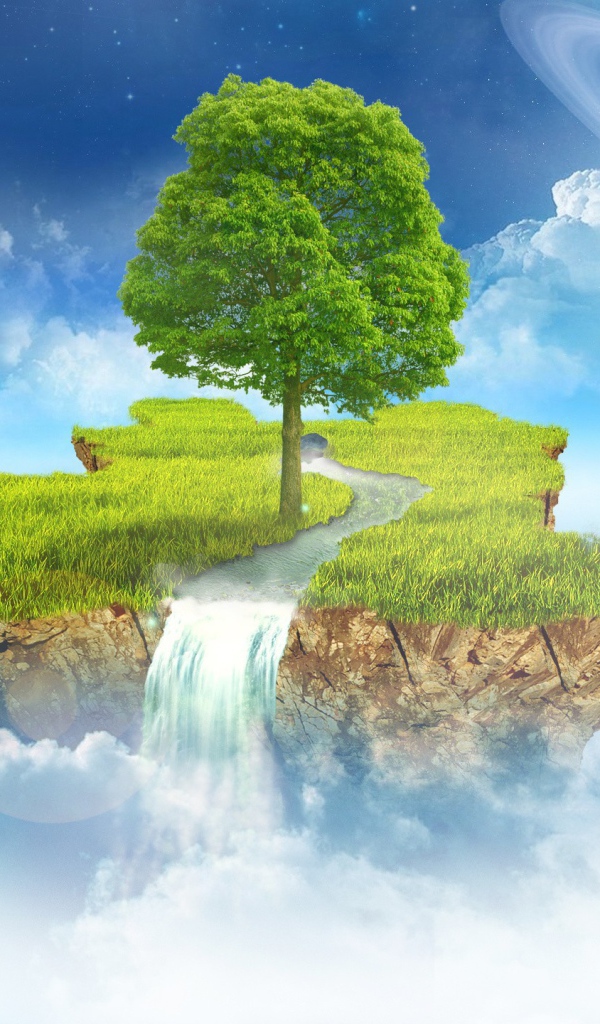 Летающий остров в облаках